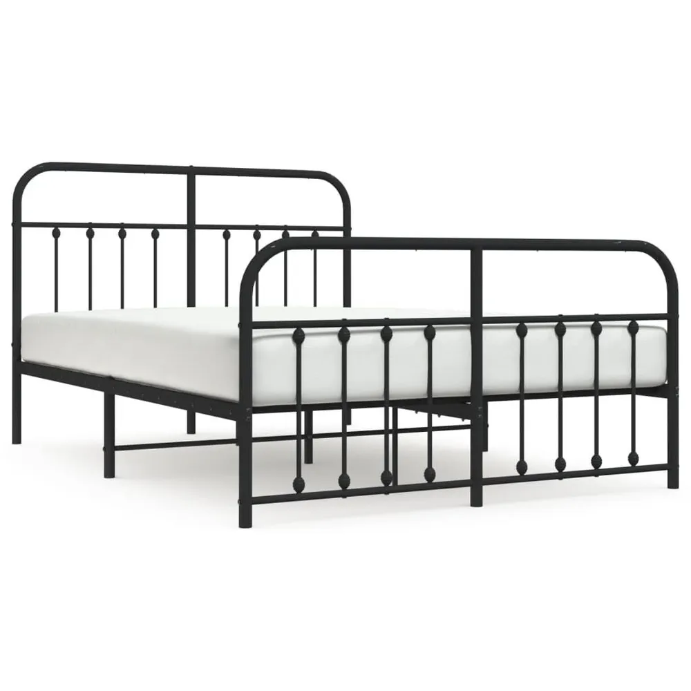 Estrutura de cama com cabeceira e pés 140x200 cm metálico preto