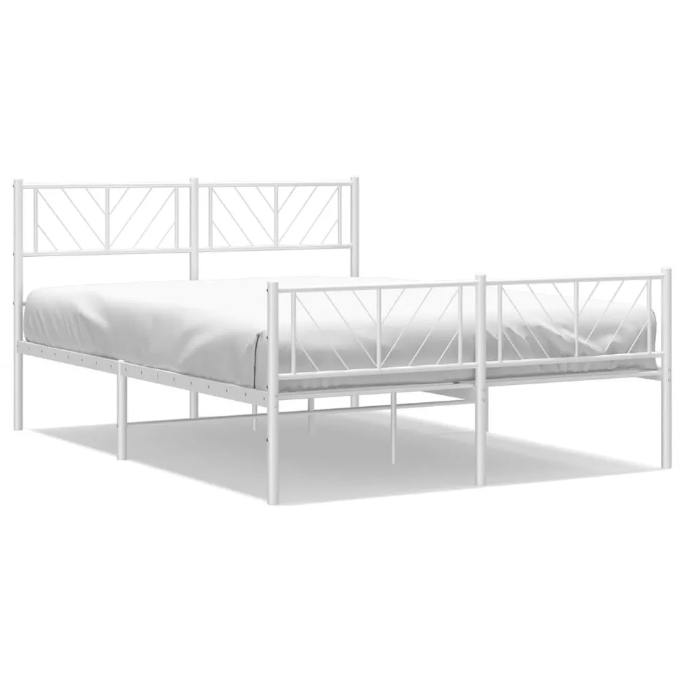 Estrutura de cama com cabeceira e pés 140x200 cm metálico branco