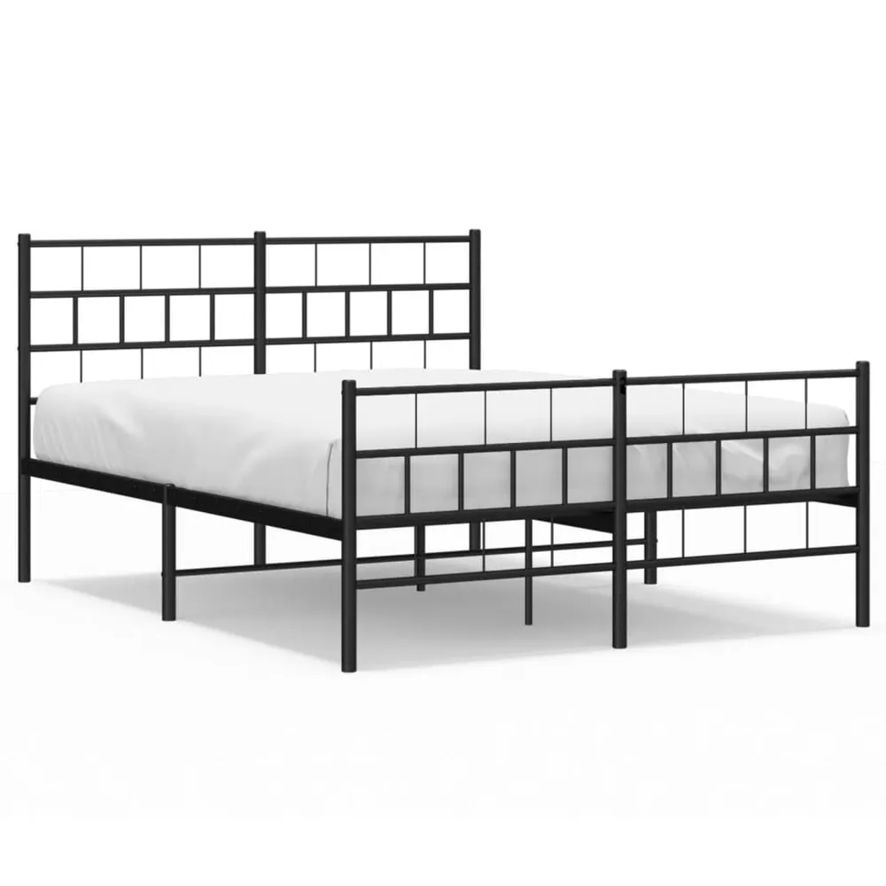 Estrutura de cama com cabeceira e pés 140x200 cm metálico preto