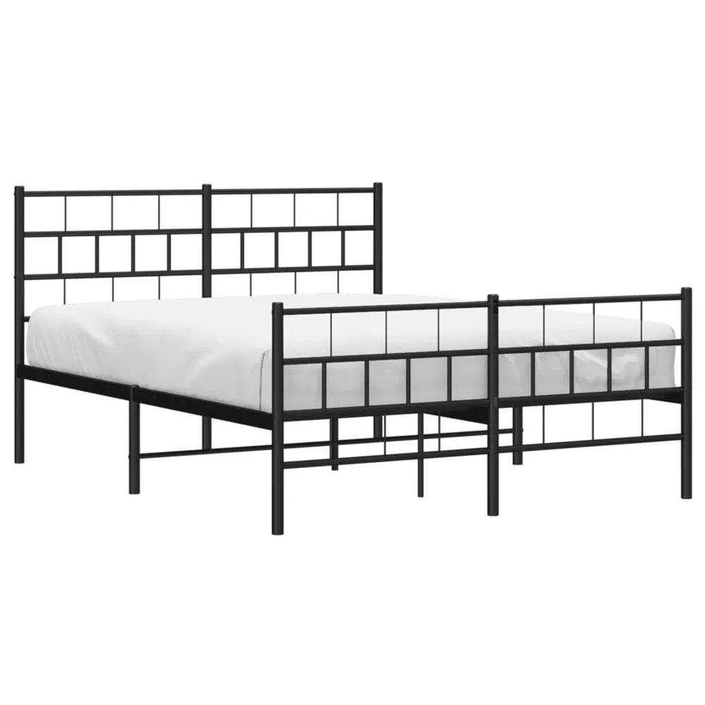 Estrutura de cama com cabeceira e pés 140x200 cm metálico preto