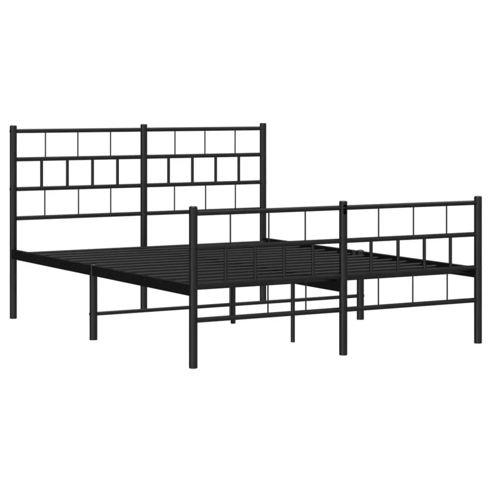 Estrutura de cama com cabeceira e pés 140x200 cm metálico preto