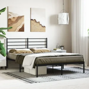 Estrutura de cama com cabeceira 140x200 cm metálico preto