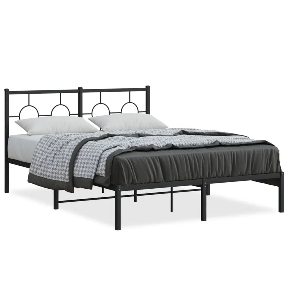 Estrutura de cama com cabeceira 140x200 cm metálico preto