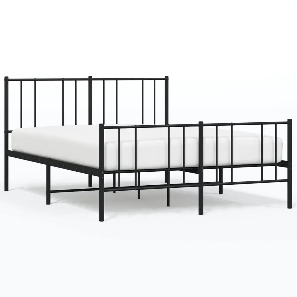 Estrutura de cama com cabeceira e pés 140x200 cm metálico preto