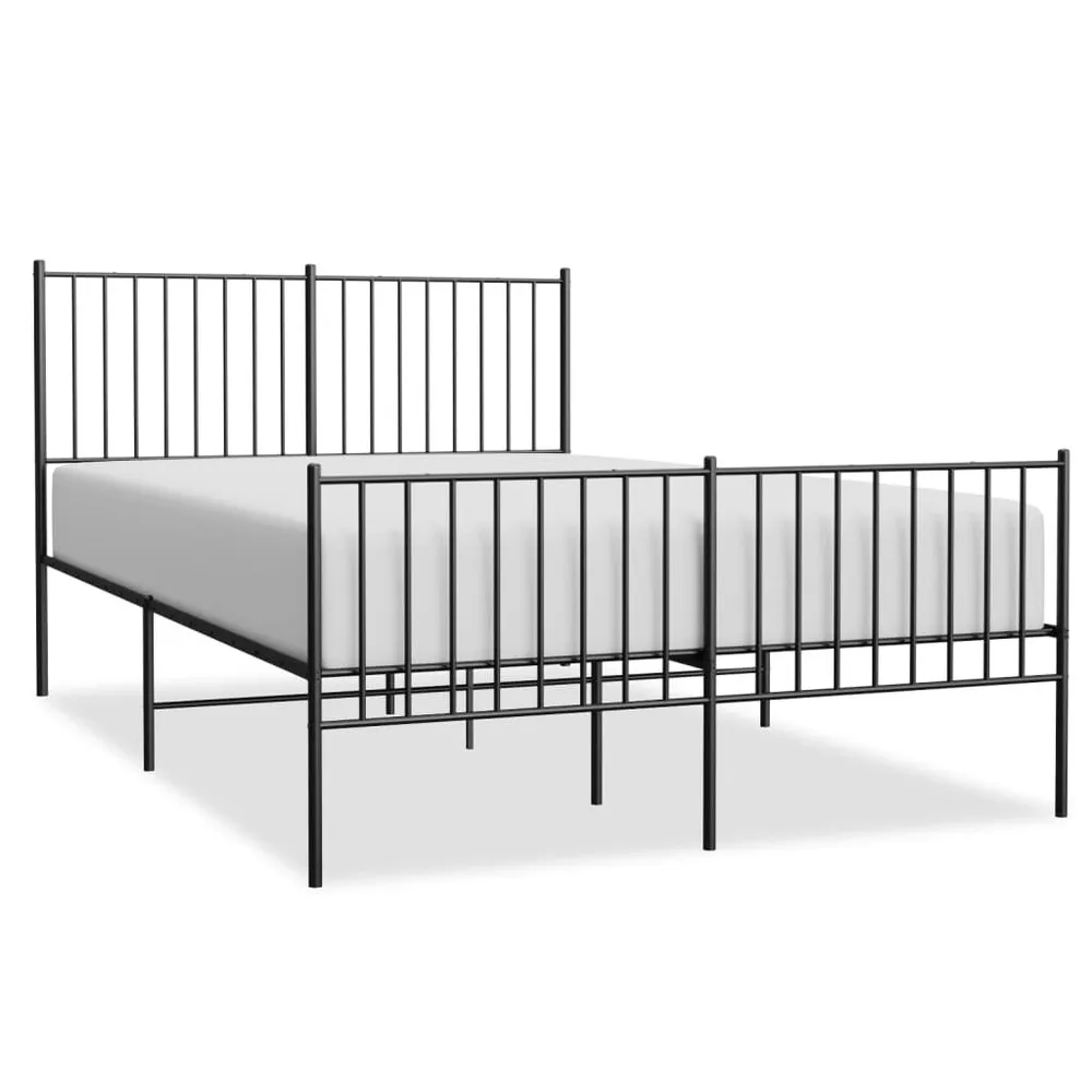 Estrutura de cama com cabeceira e pés 140x200 cm metálico preto
