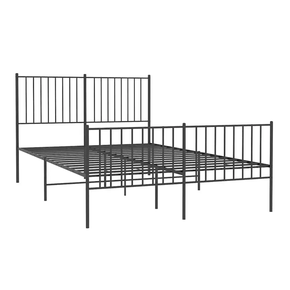 Estrutura de cama com cabeceira e pés 140x200 cm metálico preto
