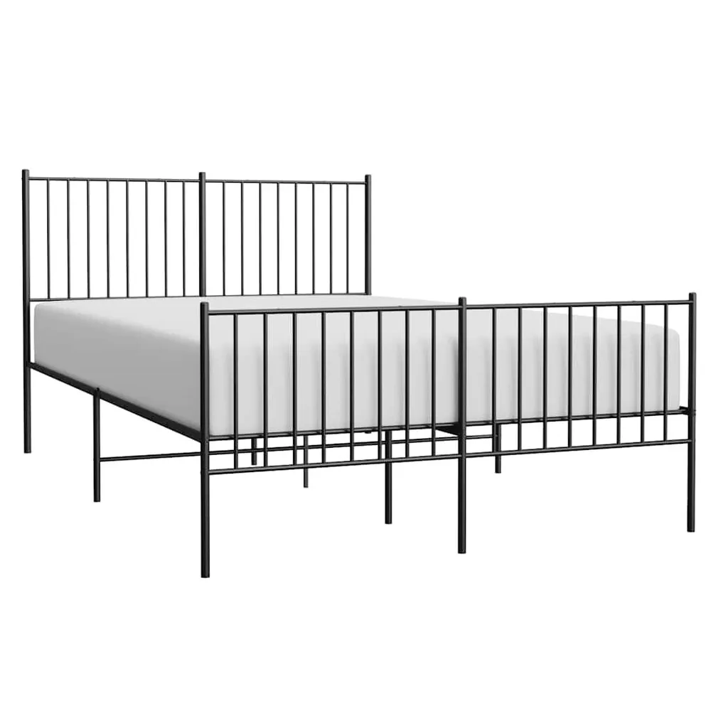 Estrutura de cama com cabeceira e pés 140x200 cm metálico preto