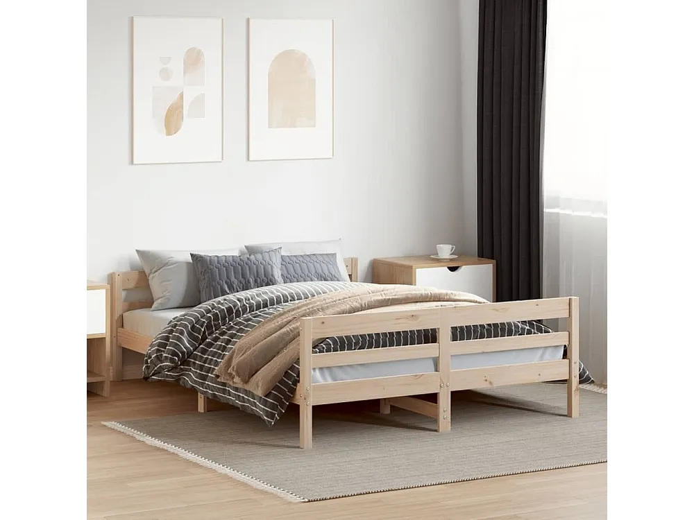 Estrutura de cama com cabeceira 140x200 cm pinho maciço