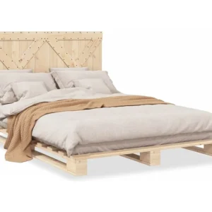 Estrutura de cama com cabeceira 140x200 cm pinho maciço