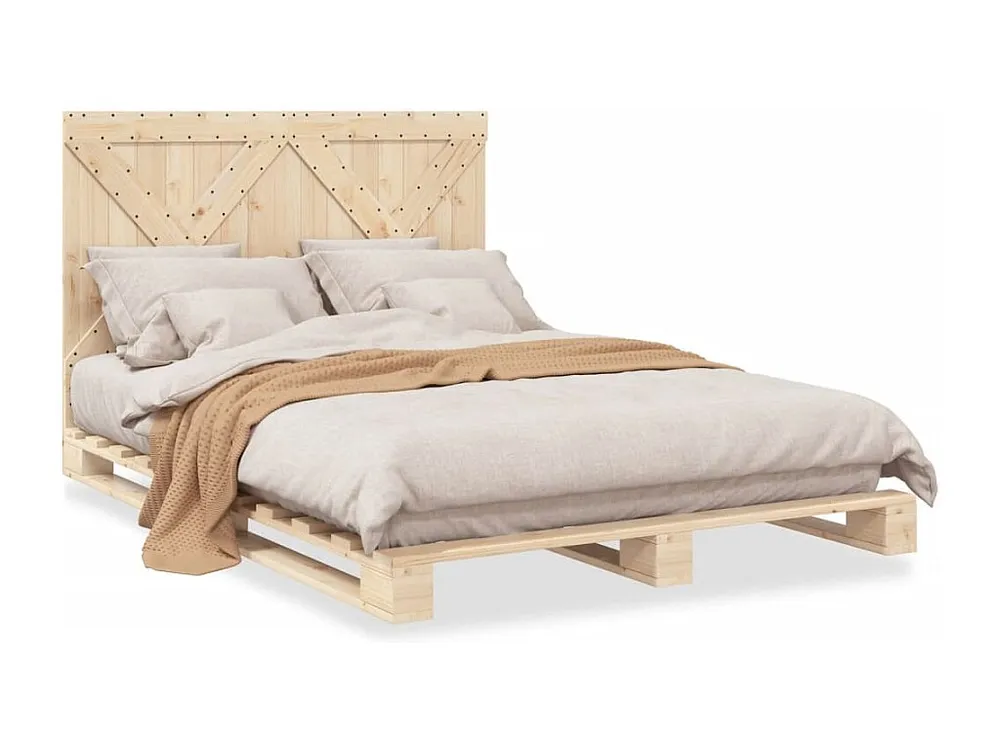 Estrutura de cama com cabeceira 140x200 cm pinho maciço