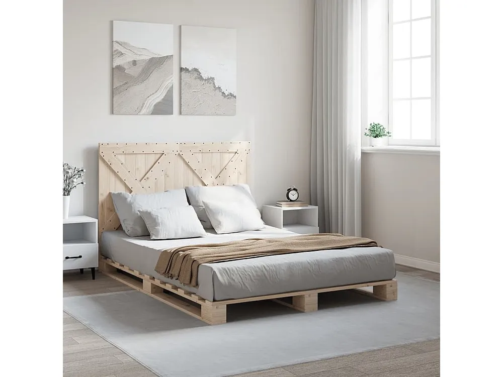 Estrutura de cama com cabeceira 140x200 cm pinho maciço