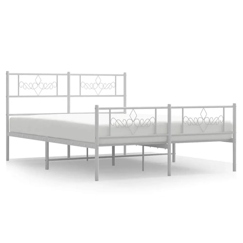 Estrutura de cama com cabeceira e pés 150x200 cm metálico branco