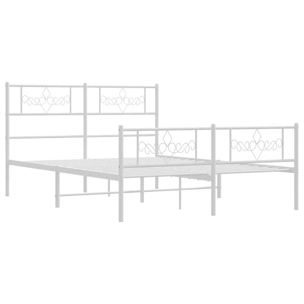 Estrutura de cama com cabeceira e pés 150x200 cm metálico branco