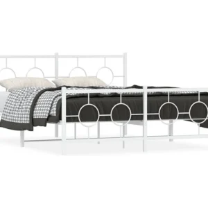 Estrutura de cama com cabeceira e pés 150x200 cm metálico branco