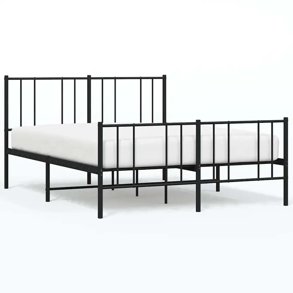 Estrutura de cama com cabeceira e pés 150x200 cm metálico preto