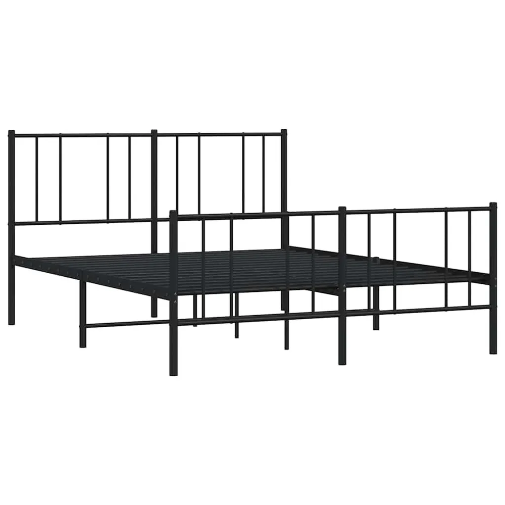 Estrutura de cama com cabeceira e pés 150x200 cm metálico preto