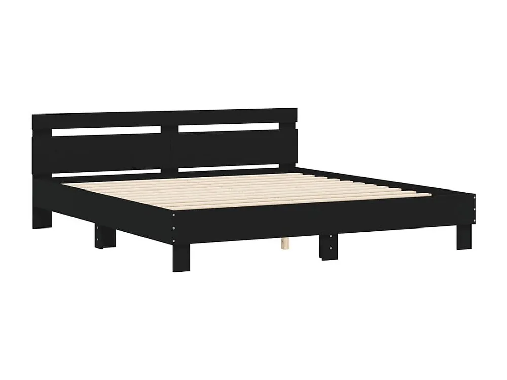 Estrutura cama com cabeceira 160x200 cm derivados madeira preto