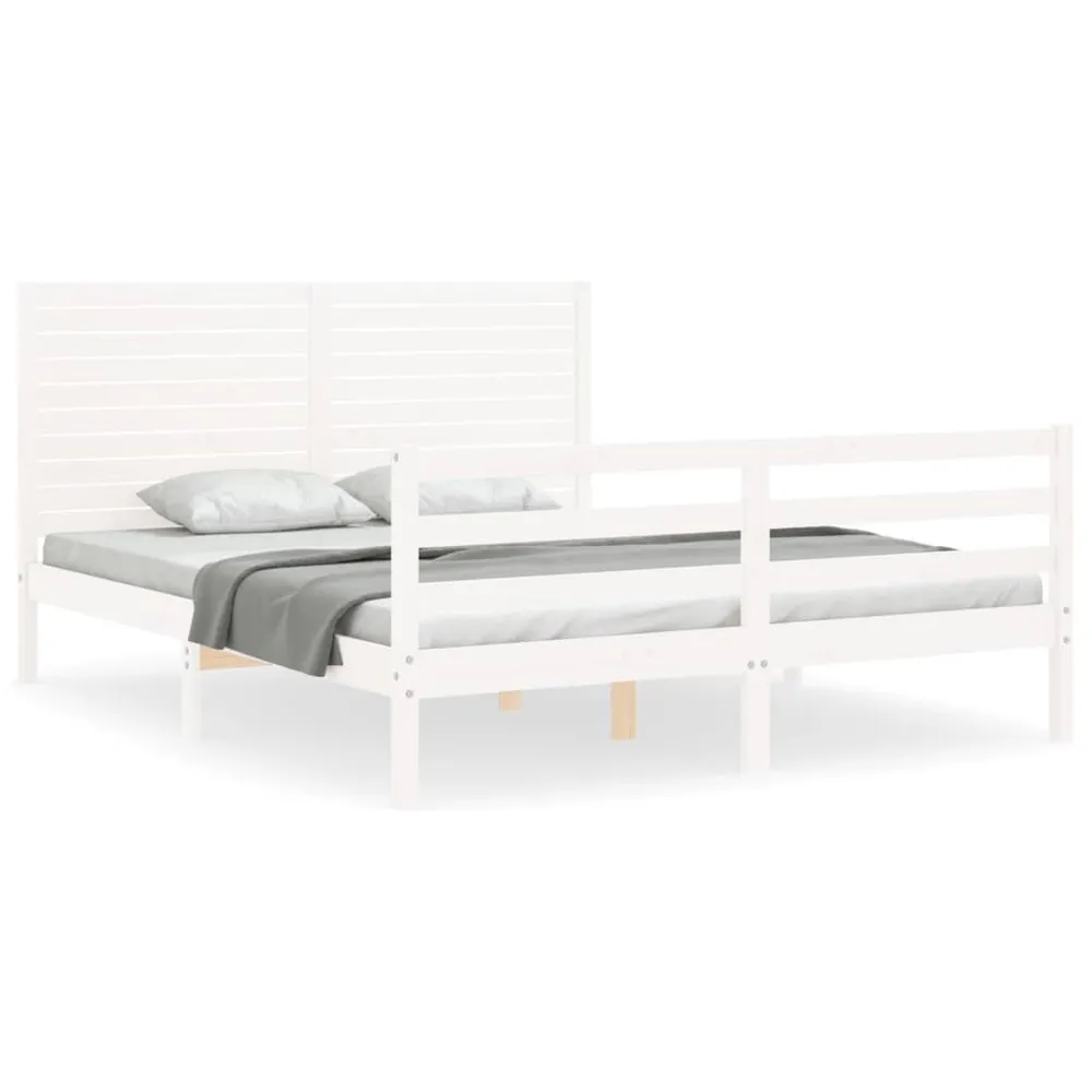 Estrutura de cama com cabeceira 160x200 cm madeira maciç