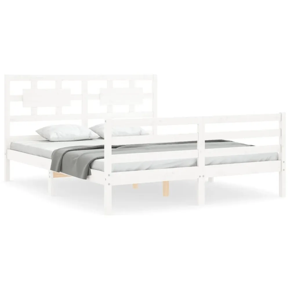 Estrutura de cama com cabeceira 160x200 cm madeira maciç