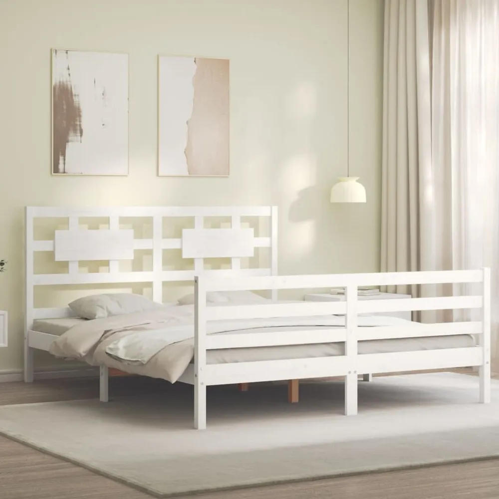 Estrutura de cama com cabeceira 160x200 cm madeira maciç
