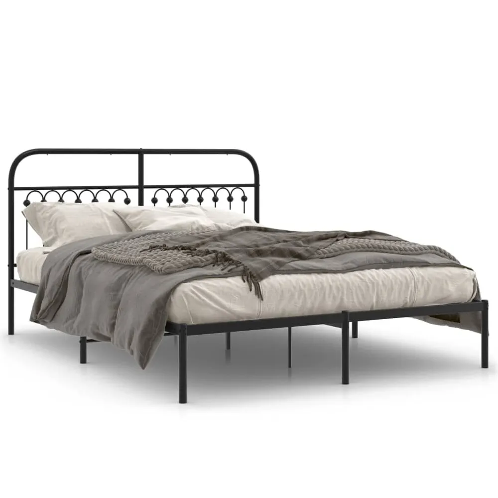 Estrutura de cama com cabeceira 160x200 cm metálico preto