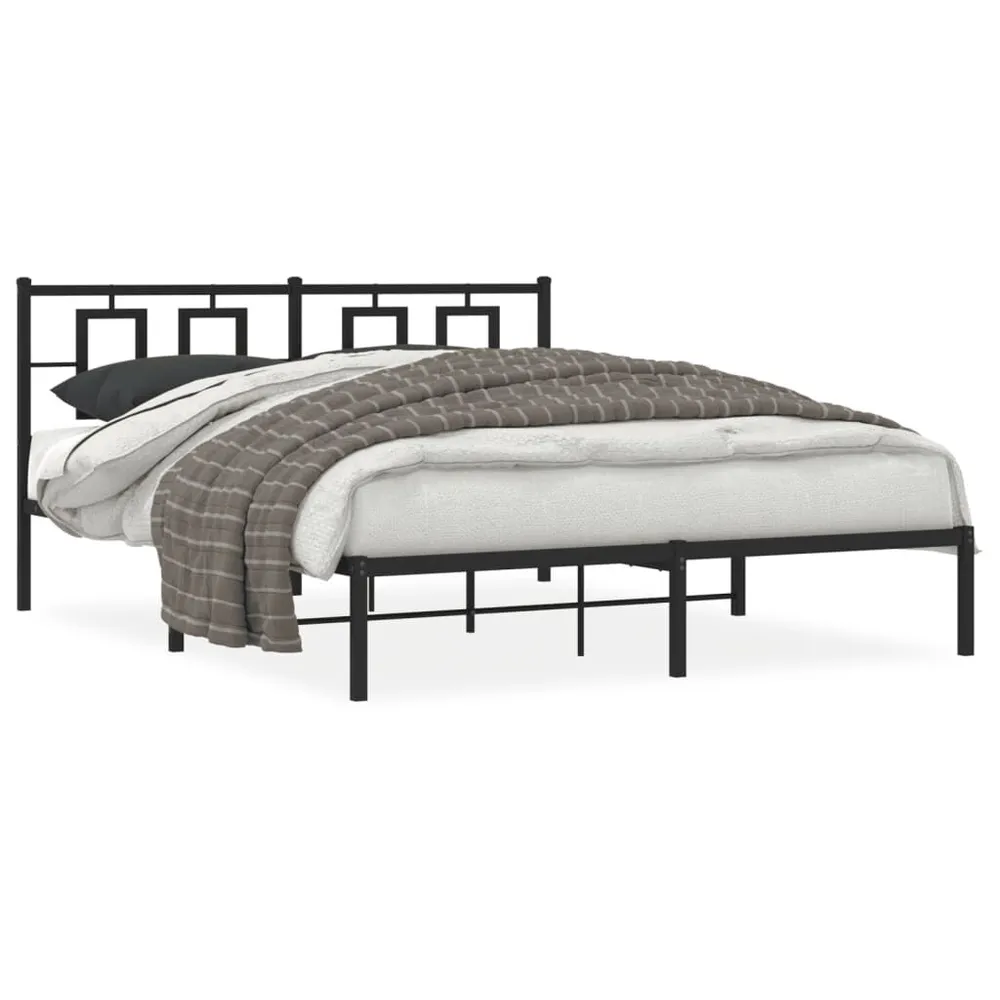 Estrutura de cama com cabeceira 160x200 cm metálico preto