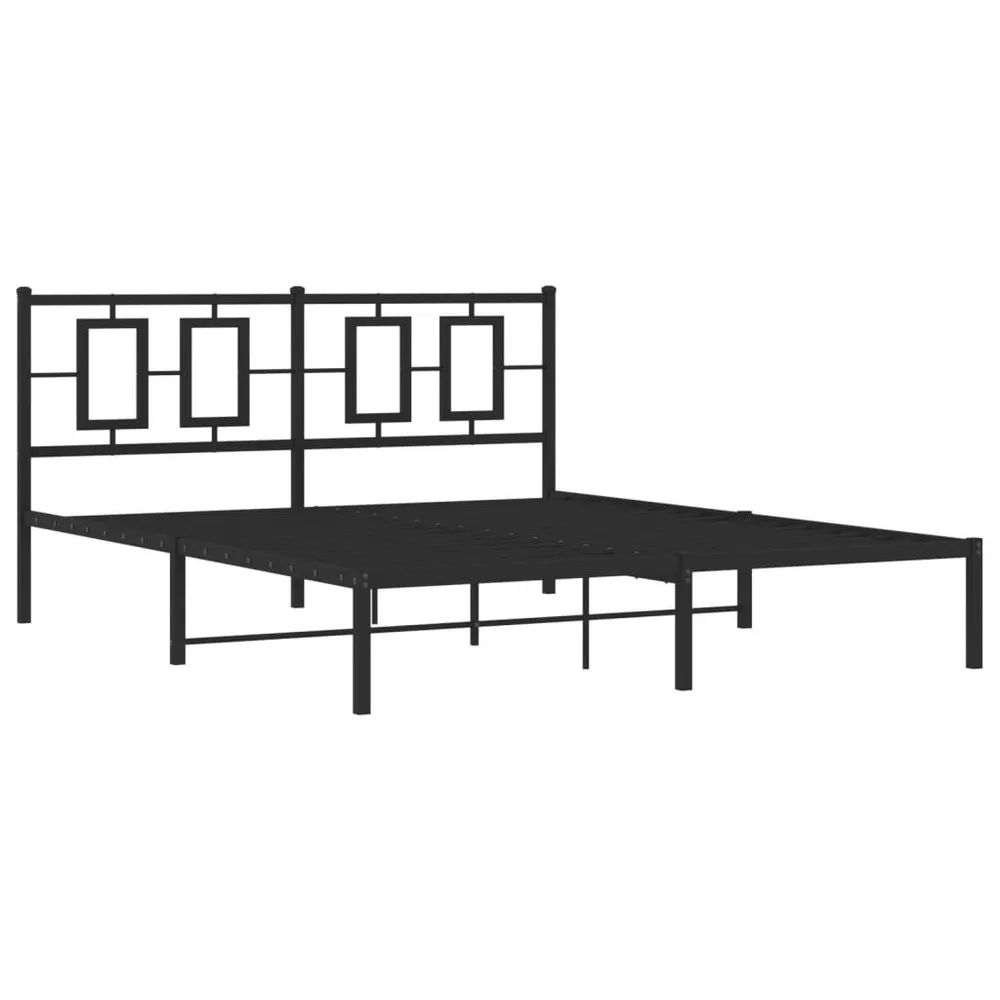 Estrutura de cama com cabeceira 160x200 cm metálico preto