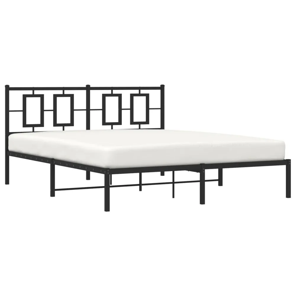 Estrutura de cama com cabeceira 160x200 cm metálico preto