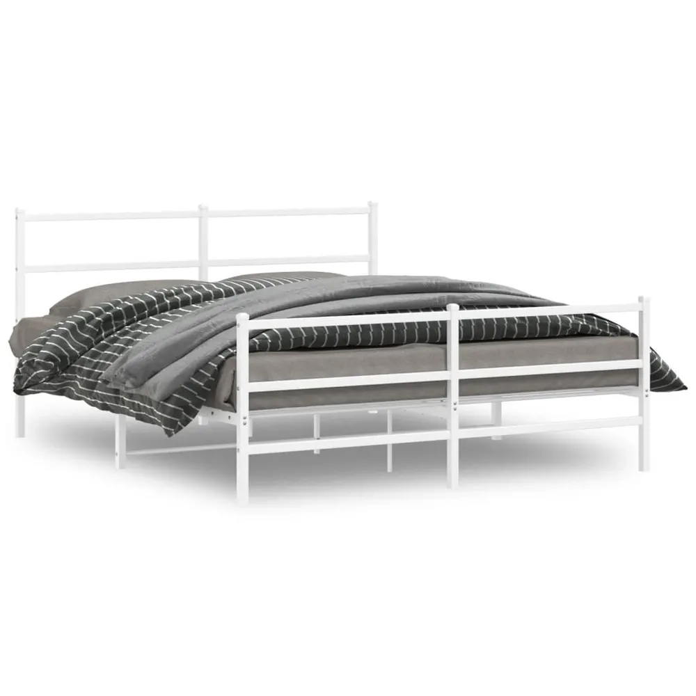 Estrutura de cama com cabeceira e pés 160x200 cm metálico branco