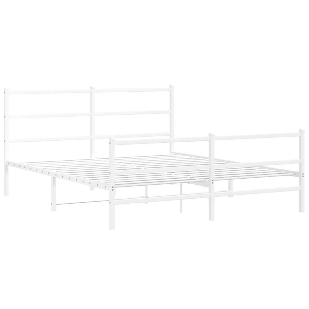 Estrutura de cama com cabeceira e pés 160x200 cm metálico branco