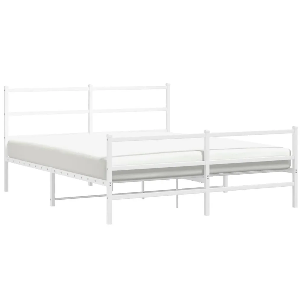 Estrutura de cama com cabeceira e pés 160x200 cm metálico branco