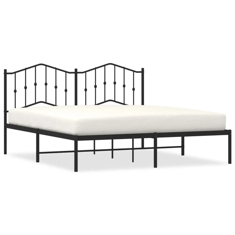 Estrutura de cama com cabeceira 160x200 cm metálico preto