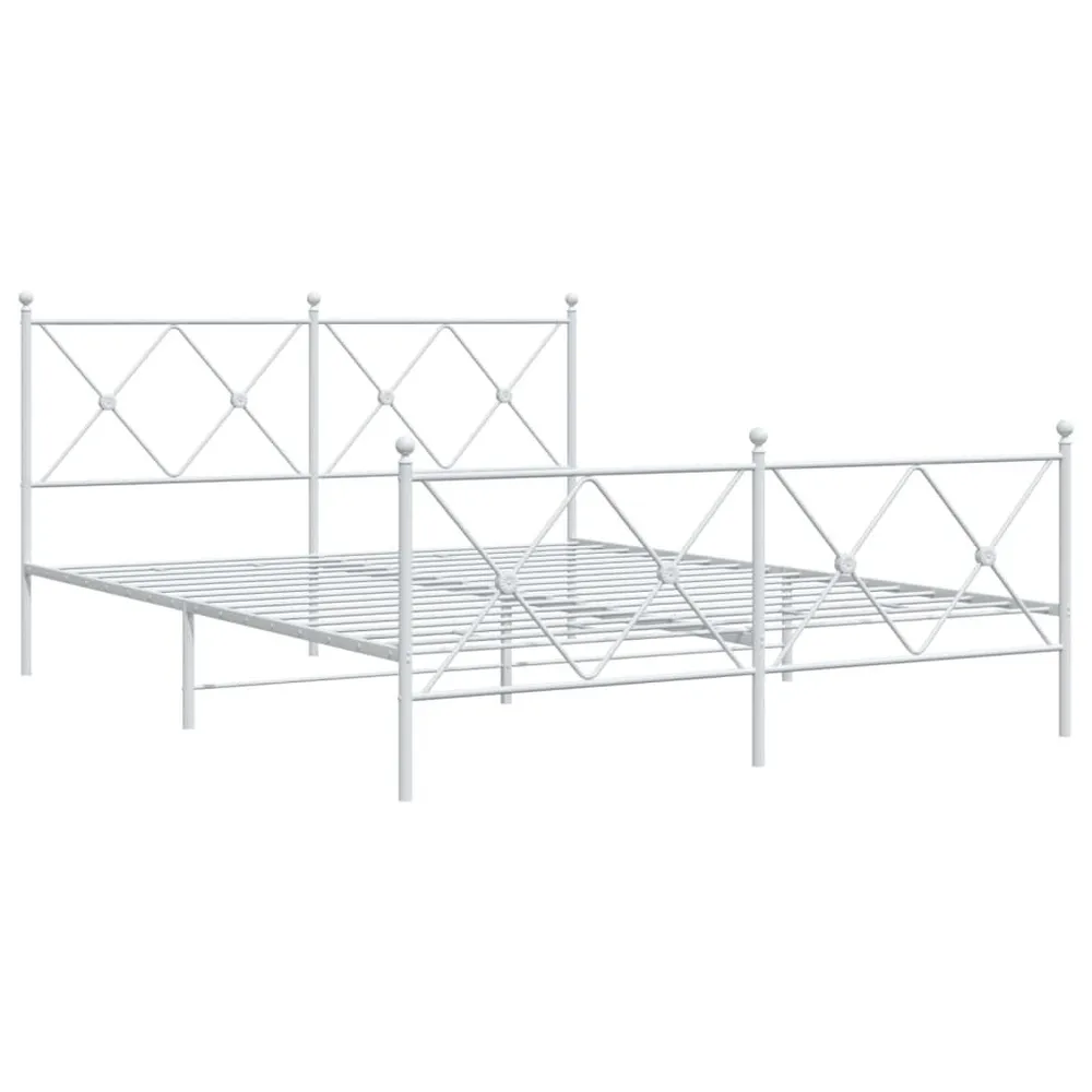 Estrutura de cama com cabeceira e pés 160x200 cm metálico branco