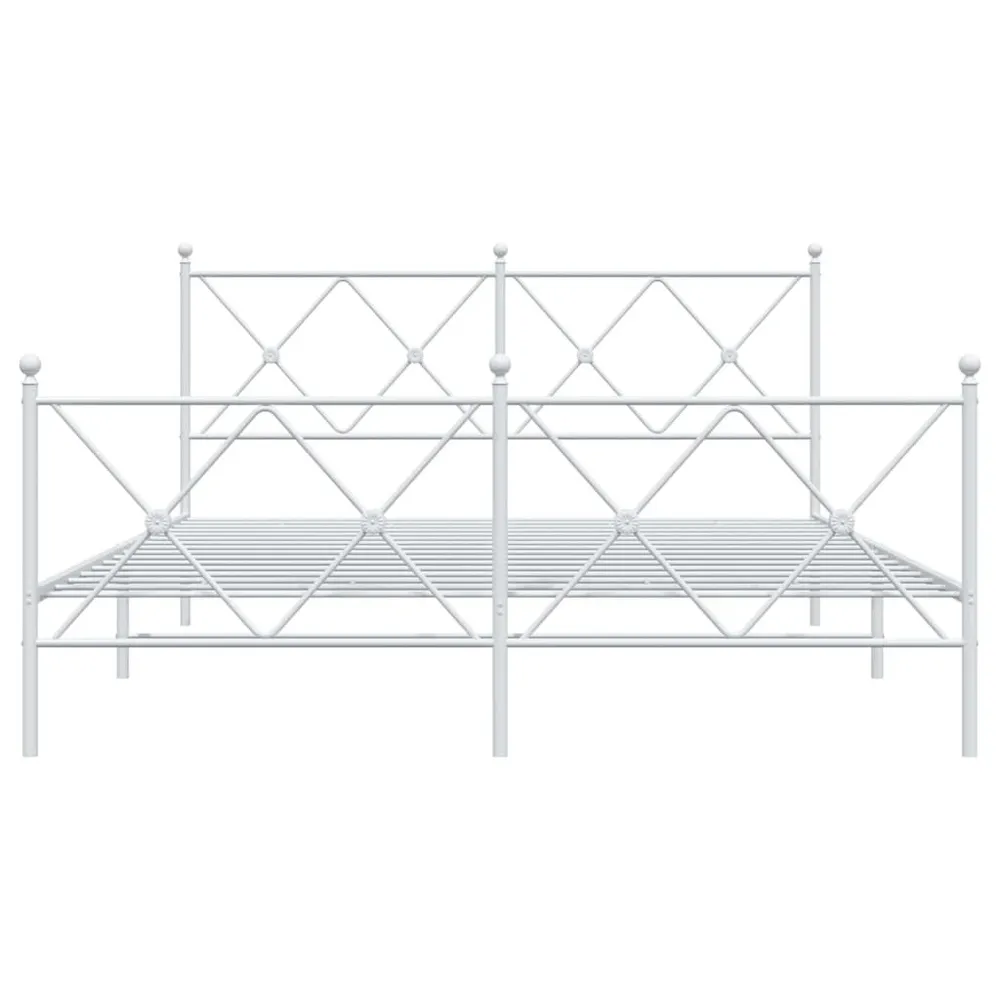 Estrutura de cama com cabeceira e pés 160x200 cm metálico branco