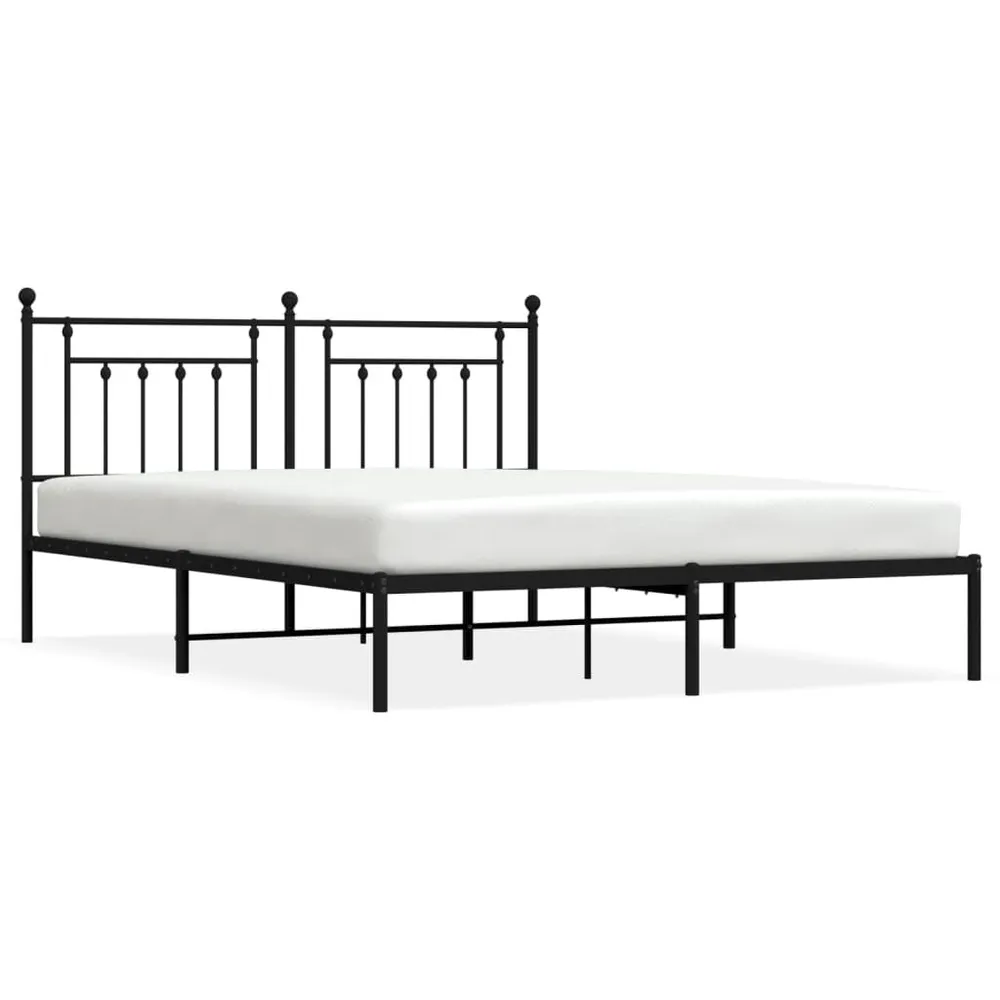 Estrutura de cama com cabeceira 160x200 cm metálico preto