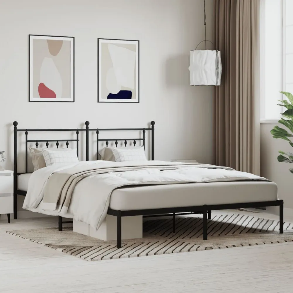 Estrutura de cama com cabeceira 160x200 cm metálico preto