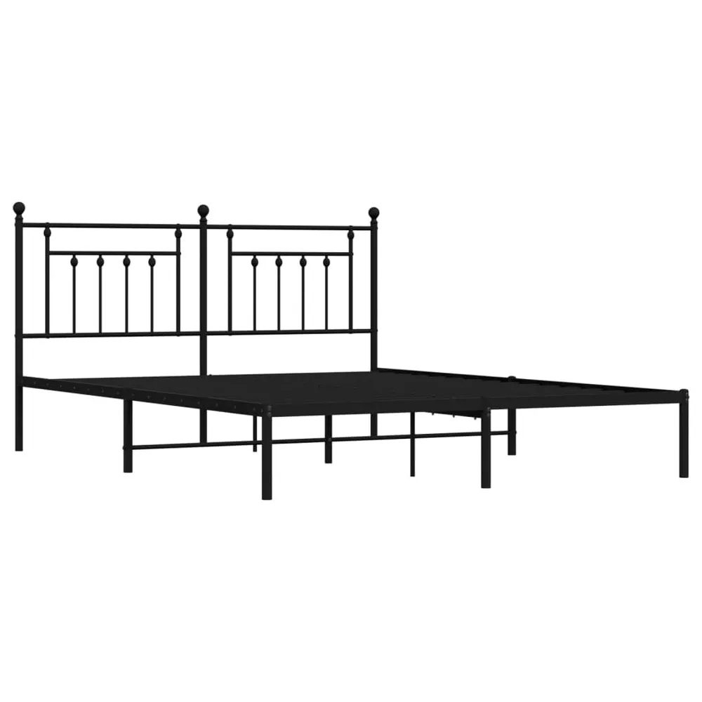 Estrutura de cama com cabeceira 160x200 cm metálico preto