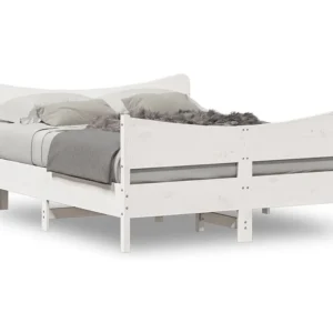 Estrutura de cama com cabeceira 160x200 cm pinho maciço branco