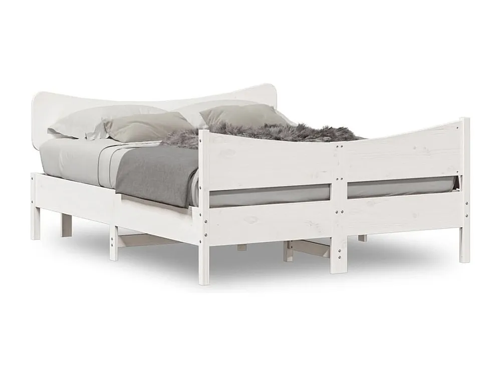 Estrutura de cama com cabeceira 160x200 cm pinho maciço branco