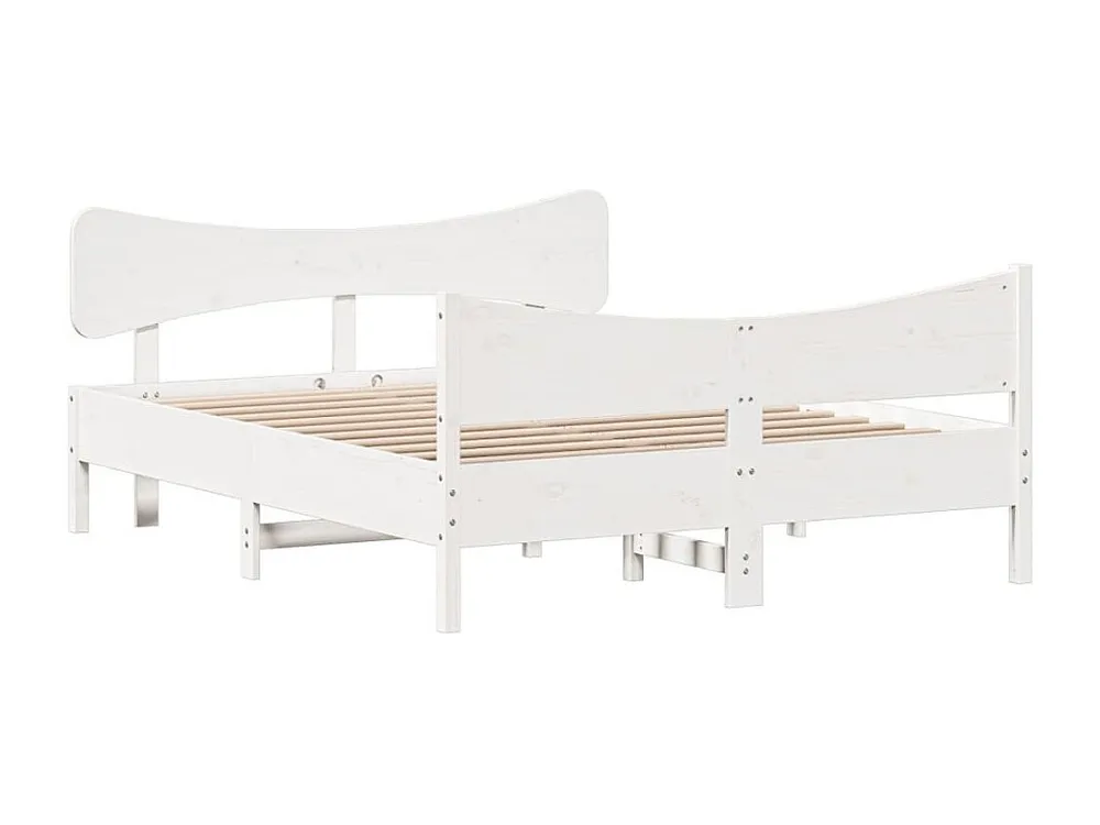 Estrutura de cama com cabeceira 160x200 cm pinho maciço branco