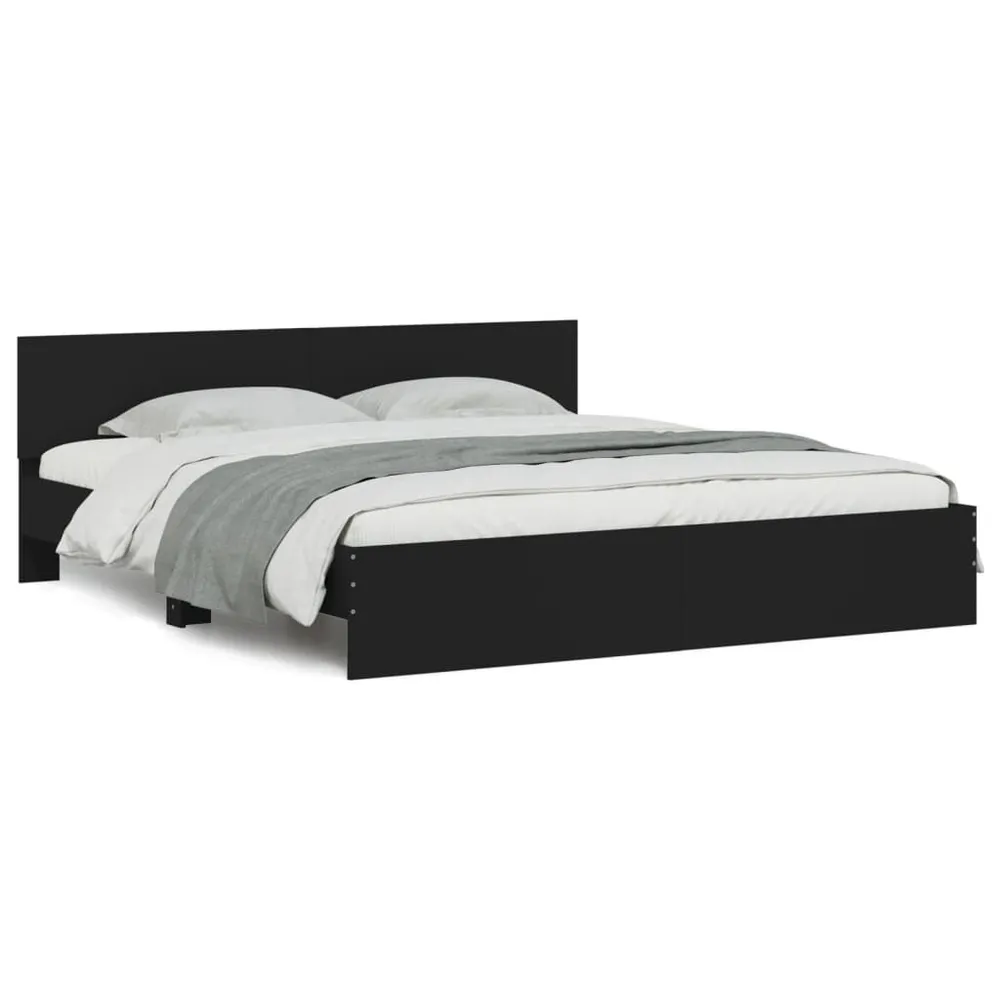 Estrutura de cama com cabeceira 160x200 cm preto