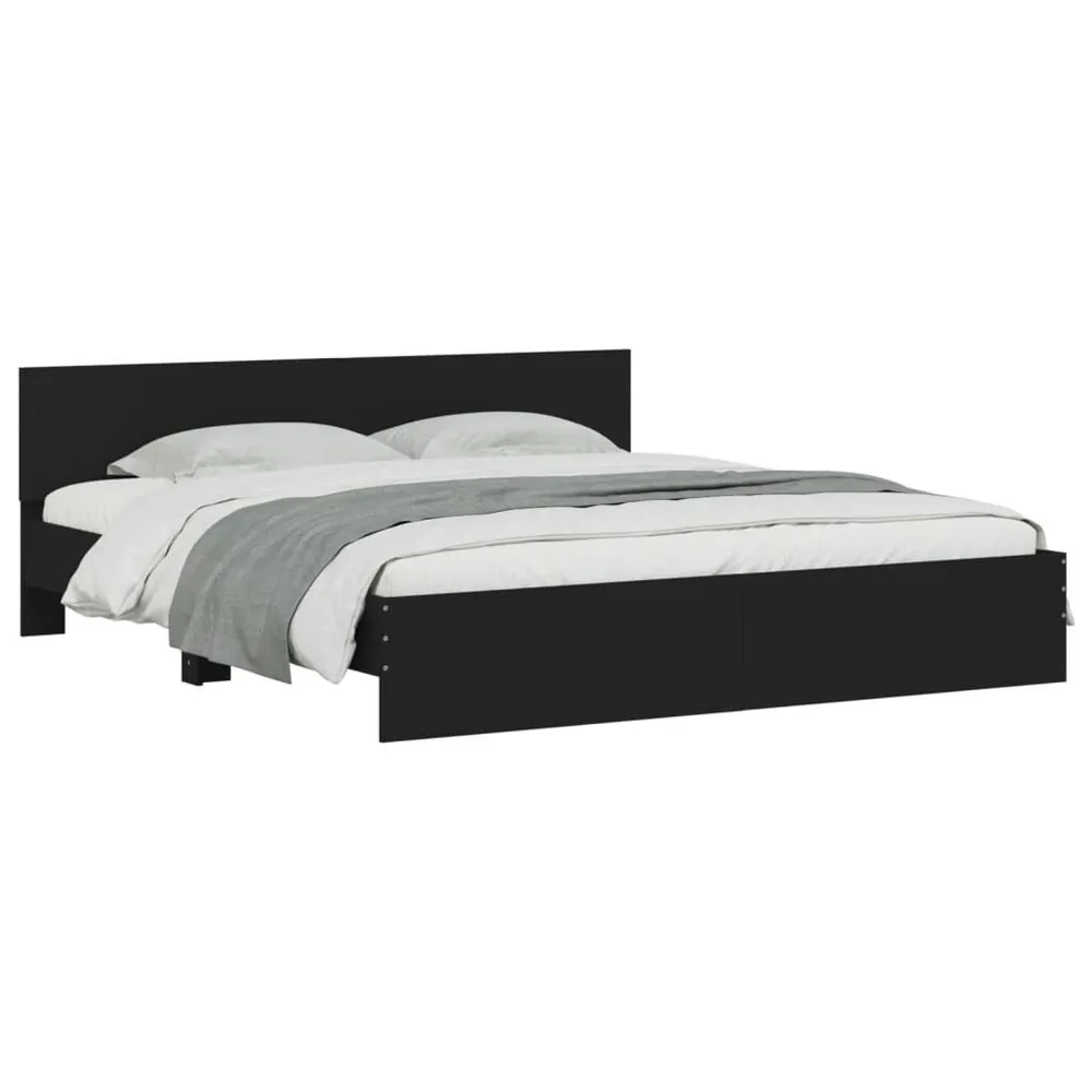 Estrutura de cama com cabeceira 160x200 cm preto