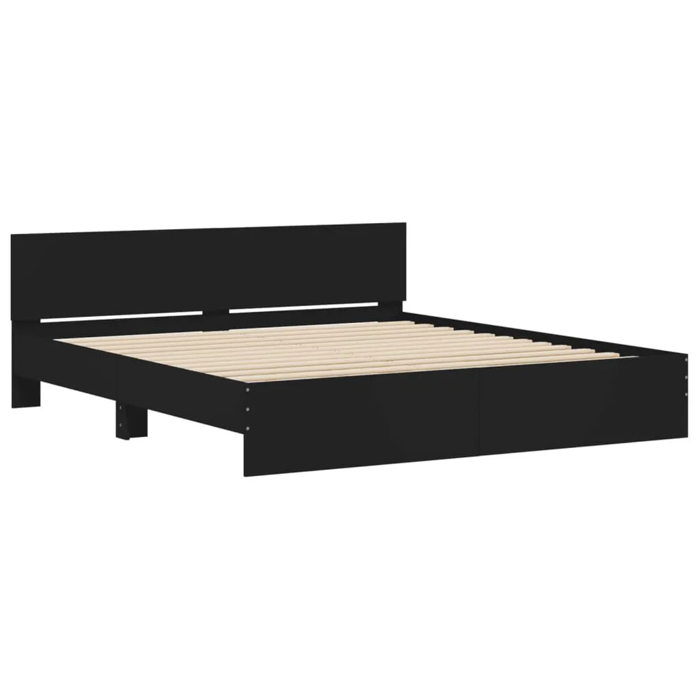 Estrutura de cama com cabeceira 160x200 cm preto