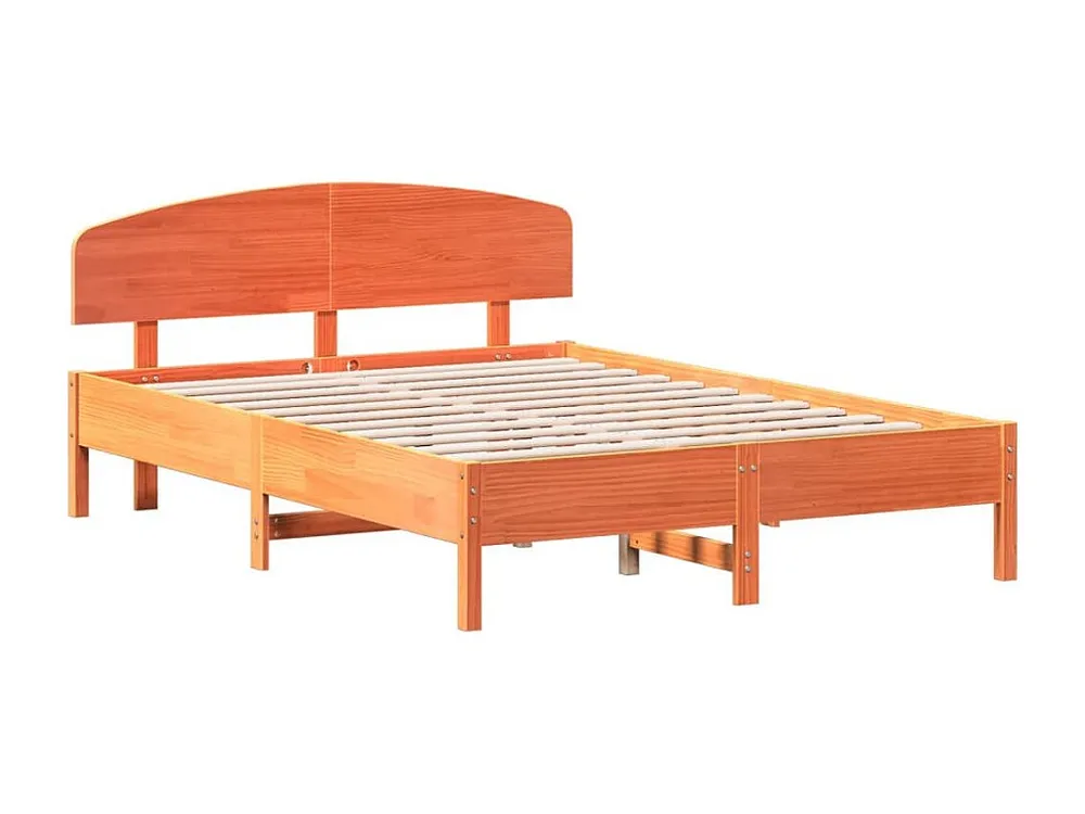 Estrutura cama com cabeceira 160x200cm pinho maciço castanho-mel