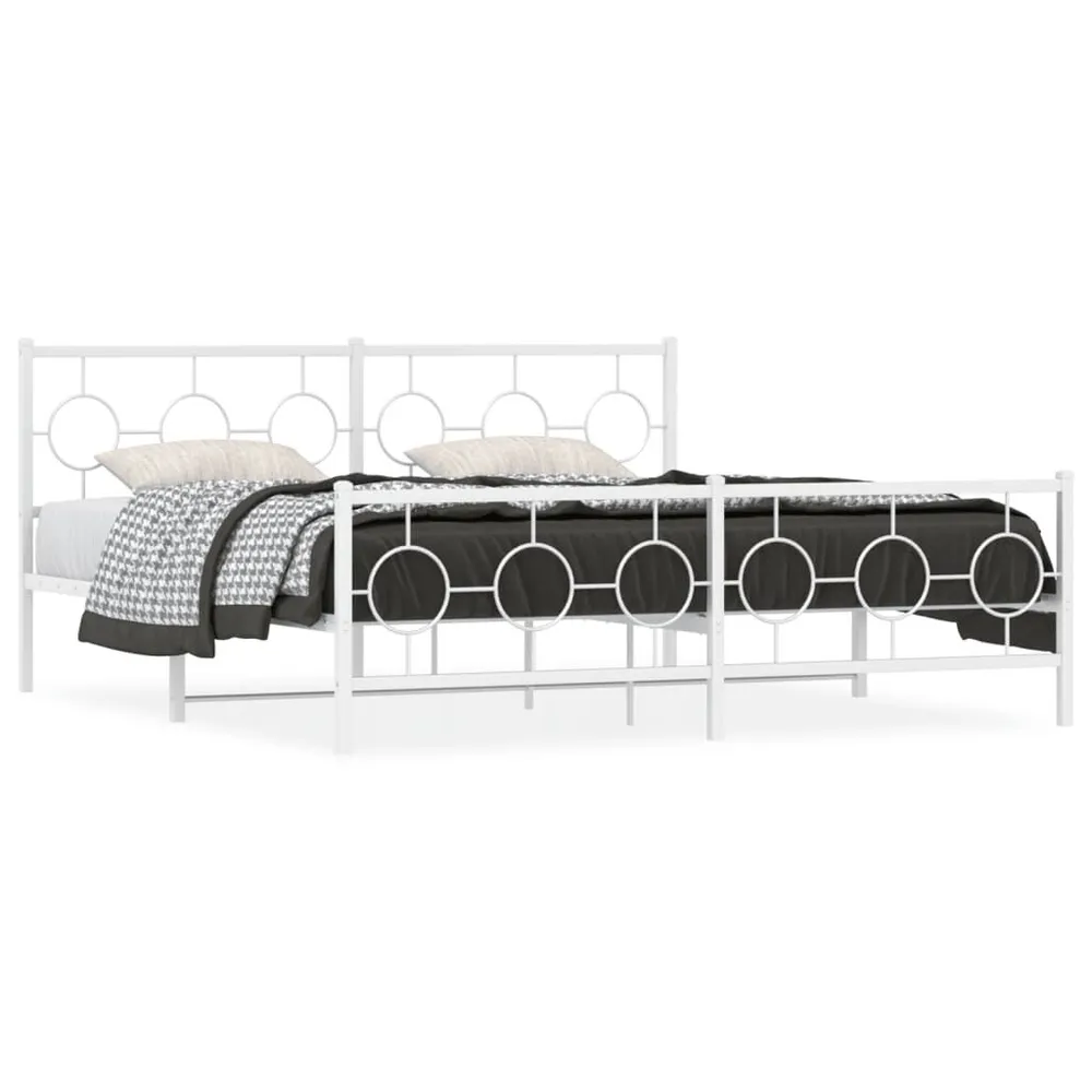 Estrutura de cama com cabeceira e pés 180x200 cm metálico branco