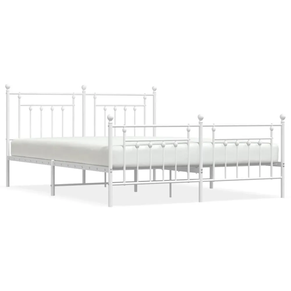 Estrutura de cama com cabeceira e pés 180x200 cm metálico branco