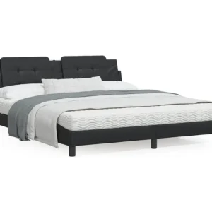 Estrutura de cama com cabeceira 180x200cm couro artificial preto