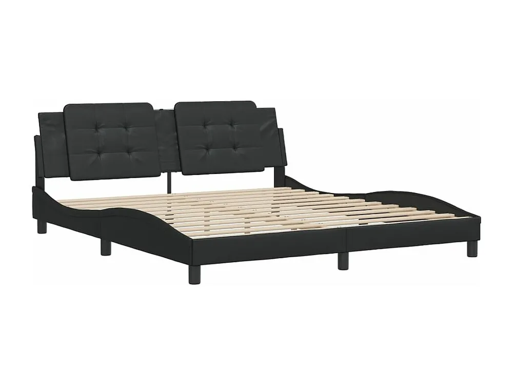 Estrutura de cama com cabeceira 180x200cm couro artificial preto