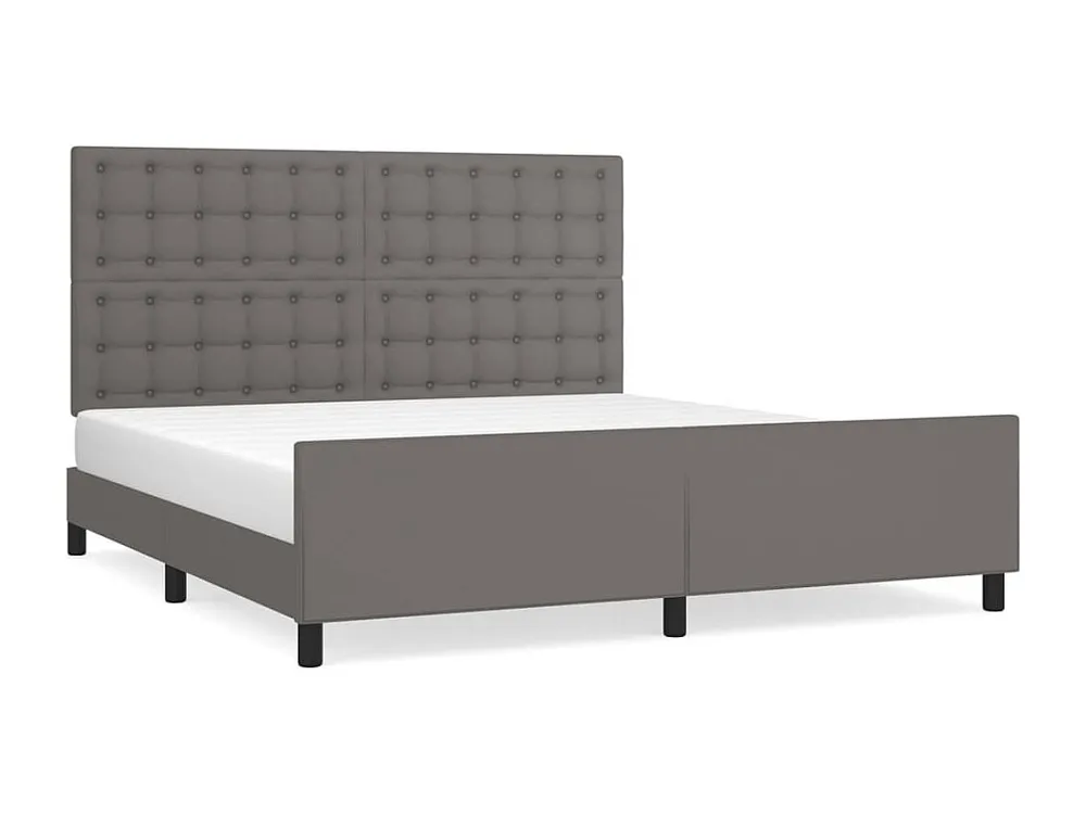 Estrutura cama com cabeceira 180x200cm couro artificial cinzento