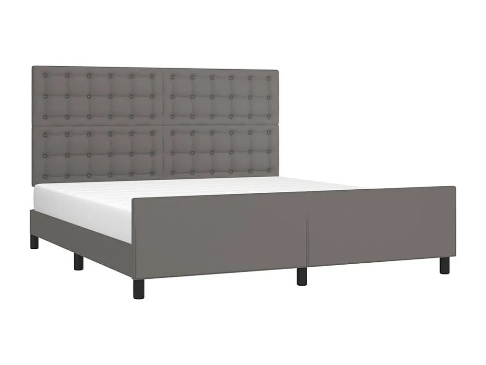 Estrutura cama com cabeceira 180x200cm couro artificial cinzento